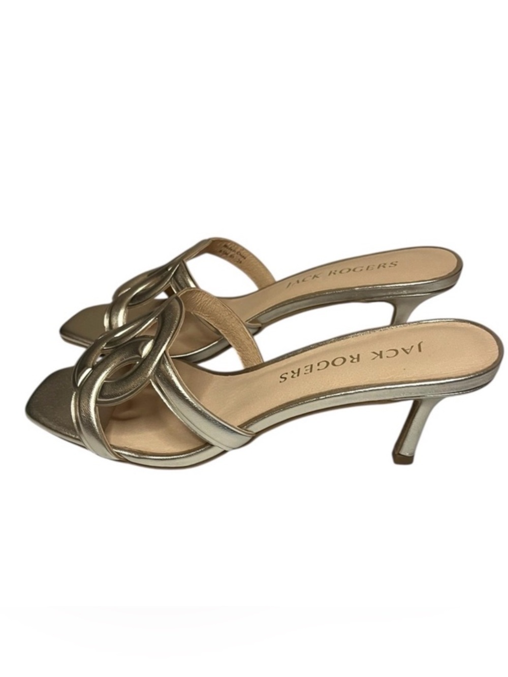 Jack Rogers Dobson Kitten Heel Slides | Sz. 7.5M | Platinum (NWB)